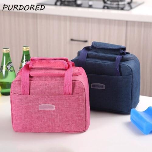 PURDORED 1 Pc Portable Large Lunch Bag Waterproof Food Picnic Lunch Box Bag Insulated Women Cooler Bags Fresh Bento Food Pouch