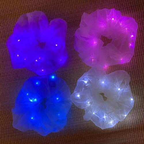 2021 New Girls Luminous Scrunchies Hairband Ponytail Holder Headwear Elastic Hair Bands Solid Color Hair Accessories Wholesale