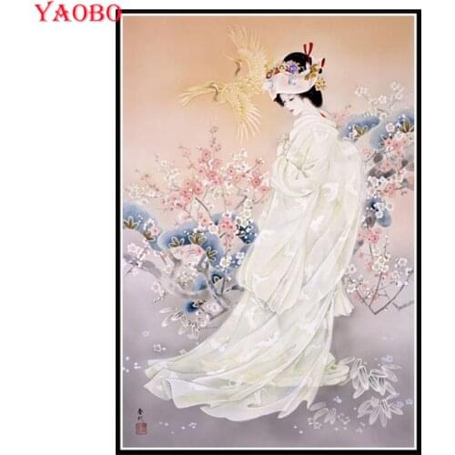 Needlework Diamond Embroidery Japanese Geisha Woman 5D DIY Cross Stitch full drill square round Diamond painting mosaic kit