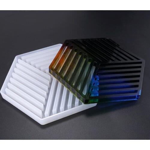 Hexagon Coasters Silicone Mold DIY Resin Molds Stripe Triangle for Table Mat Decoration Jewellery Making Craft Silicon Mould SN