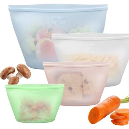 Fresh-keeping Silicone Food Storage Bag Reusable Stand Up PEVA Ziplock Silicone Bag Cup Fresh Bags Fresh Wrap Kitchen Organizer
