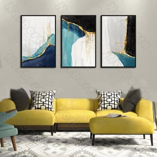 Nordic Abstract Pictures Canvas Painting Wall Poster Minimalist Style Black White Golden Light Green for Home Wall Decoration