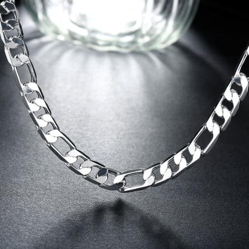 Special offer hot fashion 925 Sterling Silver Necklace for woman men 8MM flat geometry chain party Holiday gifts classic Jewelry