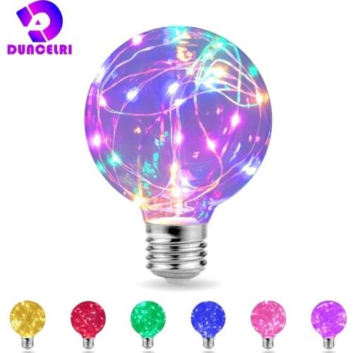 LED Edison String Night Light Bulb E27 110V 220V G95 Colorful Round Globe Glass RGB Copper Wire Bulb Home Decor Holiday Lamp