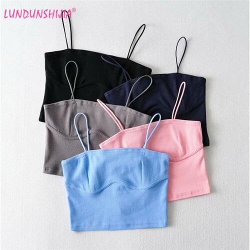 LUNDUNSHIJIA 2021 New Arrival Summer Women Solid Camisole Top Fashion Ladies Sexy Cropped Ladies Strap Tops