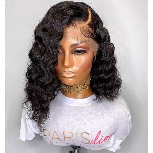 Jet Black Short Bob 360 Lace Frontal Human Hair Wigs with Baby Hair Pre Plucked 13x6 Lace Front Wigs Natural Hairline Remy