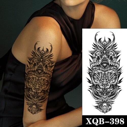 Ukiyoe Eye of God Waterproof Temporary Tattoo Sticker Black Totem Feather Fake Tattoos Flash Tatoos Arm Body Art for Women Men