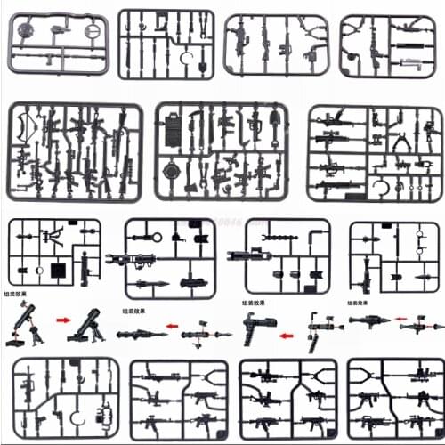 WW2 Locking Army Weapon Piece Winner winner Chicken Dinner Blocks Military Sets Gun Model Toys For Child Arms Lockings Militarys