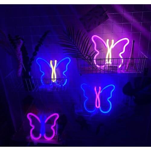 Led Neon Sign Light SMD2835 Indoor Night Lights Ins Butterfly Model For Holiday Xmas Party Wedding Table Decorations