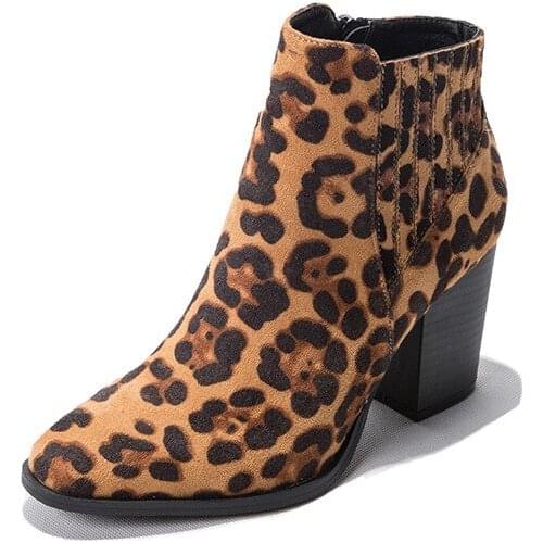 Western Style Shoes Women High Heels Boots Leopard Fashion Brand 2019 Autumn New Ladies footware Female botas mujer All Match