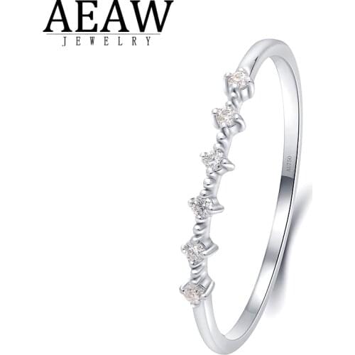 Solid Real 10k White Gold DF Color VVS1 Round Cut 0.045ctw Moissanite Engagement Wedding Band for Women Lady Daily Ring Gift