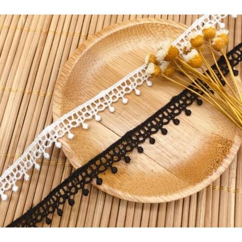 10 Meters High Quality Fantastic White Black Floral Lace Textile Lace Trim Applique Craft DIY Accessories 1cm