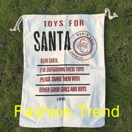 100pcs/lot 2018 Latest Design Christmas decoration supplies natural canvas blank santa sack Christmas gift bags