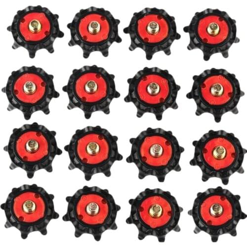 16Pcs Outdoor Golf Shoe Spikes Screw Training Parts Soft Rubber for Golf Sports Shoes (Red/Black)
