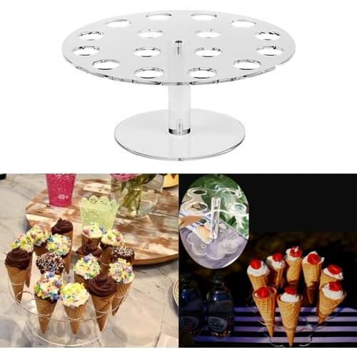 4/6/8/12/16 Holes Ice Cream Acrylic Holder Cupcake Ice Cream Cones Holder Stand For Wedding Party Buffet Display