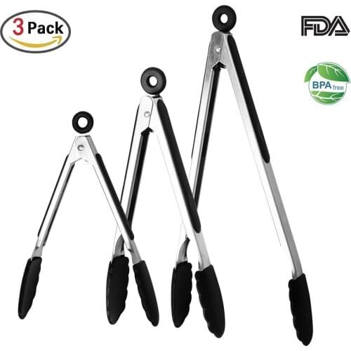 7/9/12 Inch Stainless Steel BBQ Tongs Food Salad BQ Tools Buffet Lock Kitchen Tong Barbecue Grill Clip Kitchen Accessories