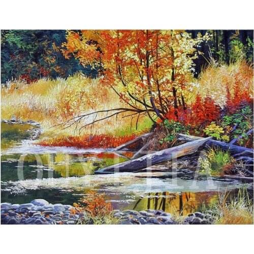 OUYIJIA5d DIY Diamond Painting Golden Landscape Full Square Round Rhinestone Embroidery Cross Stitch Craft Tool Set A4 A5 Light