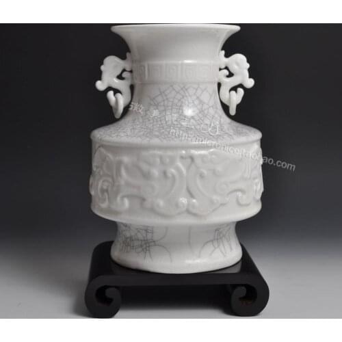 Open crack glaze ears FRET antique vase living room decoration crafts bottle entrance wine ceramic Office
