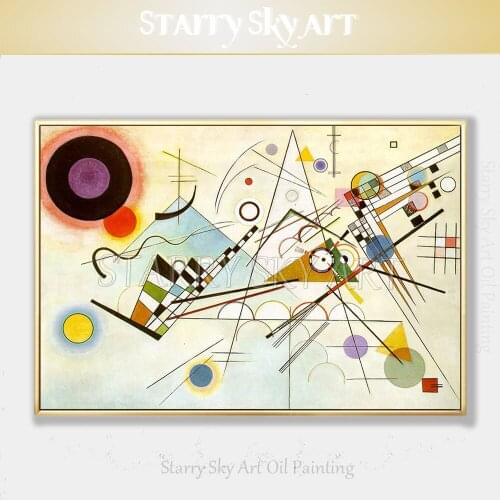Unframed High Quality Hand-painted Vassily Kandinsky Geometric Oil Painting on Canvas Simple Abstract Kandinsky Oil Painting