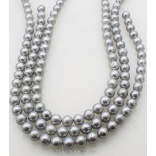 One strand freshwater pearl gray 9.5-10.5mm near round A 15" FPPJ wholesale beads nature loose beads for DIY jewelry