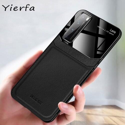 Huawei Nova 7 Pro Phone Case PU Leather Mirror Plexiglass Silicone Shockproof Bumper Cover For Huawei Nova 7 SE Nova7 Back Cover