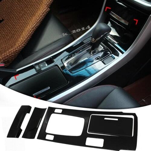Black Interior Gear Shift Box Panel Covers Trim Fit For Honda Accord 2014-2015