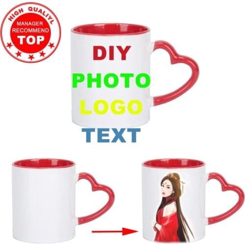 DIY photo Ceramic mug customize picture gift DIY Photo Mug Printed white Ceramic cup handle colors Outside