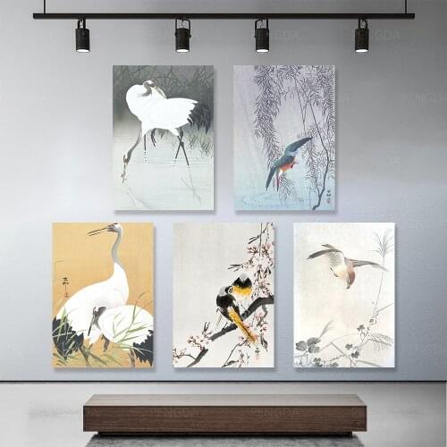Elegant Birds Red-crowned Crane Wall Art Canvas Painting Nordic Posters and Prints Wall Pictures for Living Home Decoration