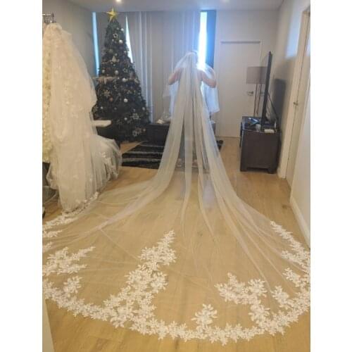 Ivory, White, Bridal Veil, Sheer Single Tier Veil, Chapel Length Veil, Cathedral Length Veil, Floor Length Wedding Veil, Tulle W