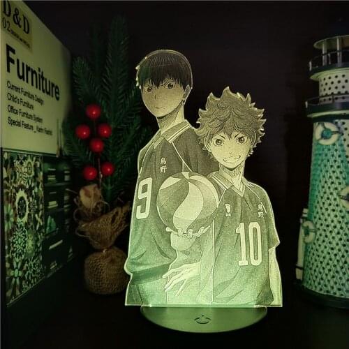 HAIKYUU Hinata Tobio 3D ANIME LAMP Nightlights 7 Color Changing HAIKYUU Lampara Led For Home Decoration