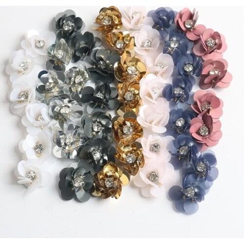 Crystal Sequin Flowers Handmade Sew on Patches for Shoes Bags Garment Accessories, craft making