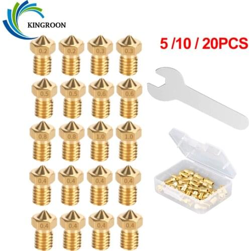 KINGROON MK8 E3D Nozzle V5 V6 M6 Thread Hard Steel Brass Nozzles for 1.75mm filament E3D MK8 Hotend Extruder 3D Printer Parts