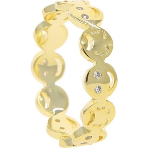 2021 New Fashion Gold Color happy smile face Simple CZ Band Finger Rings for cute Girl Women charm delicate hoop earring jewelry