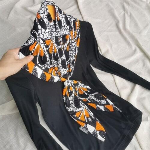 HOT SELLING Miyake pleated new Style diamond print scarf fashion scarf IN STOCK