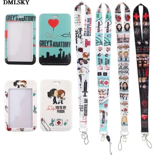 MD112 DMLSKY Cartoon Business Badge Card Holder with Necklace Lanyard Keychain keys Badge ID Mobile Phone Rope Gifts