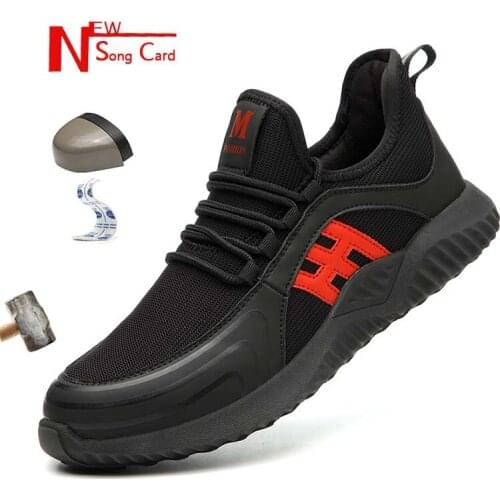 Mens steel head work safety shoes casual breathable outdoor sports shoes puncture protective boots comfortable industrial shoes