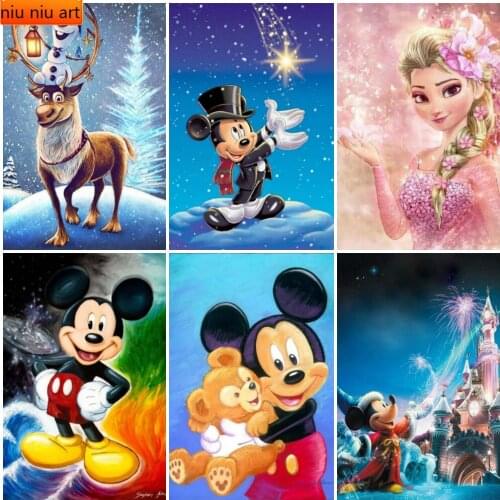 Disney 5D DIY Full Square Drill Diamond Painting Cross Stitch Deer and Snowman Rhinestone Diamond Embroidery 3D Mosaic Kits