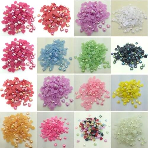 Wholesale 8mm 100pcs DIY Heart-Shaped Pearl Bead Flat Back Scrapbook For Craft Pick Colors