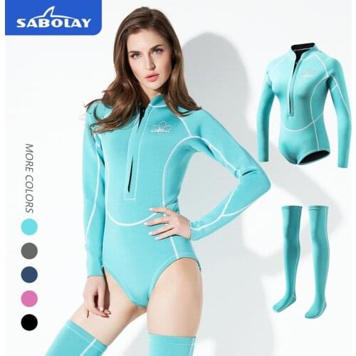 2MM Wholesale New Adult Siamese Wet Diving Suit Snorkeling Suit Women With Diving Stockings 2MM CR Neoprene undefinedundefinedun