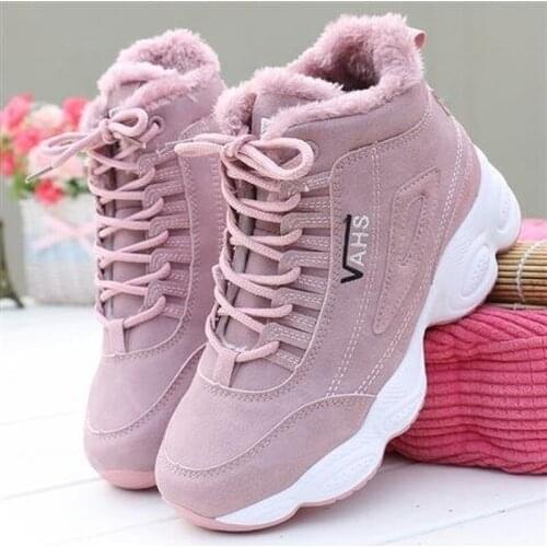 Autumn Winter New Super-fire Womens Sneakers Thick-soled Shoes Womens Plush Warm High-top Woman Shoes Platform Sneakers