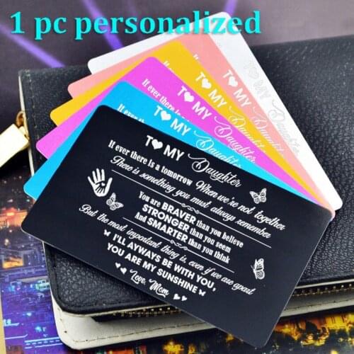 Personalized Metal Wallet Card Insert Custom Laser Engraved Message Card Romantic Gift Hand Writting Love Greeting Card KP030