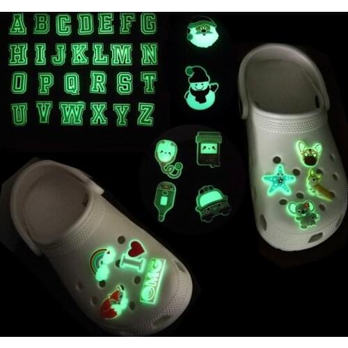 50-100pcs PVC Glowing in the Dark PVC Shoe Charms Fluorescence Medical Accessories Animals Letters Shoe Decorations Kids Gift