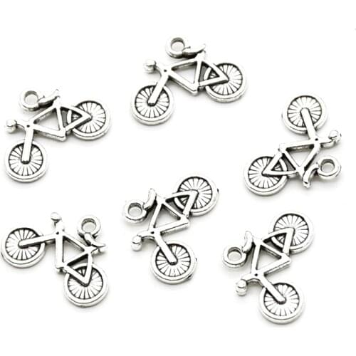 20pcs Wholesale Antique Silver Bicycle Charms Zinc Alloy Metal Bike Pendants For DIY Handmade Jewelry Accessories Making 20*15mm
