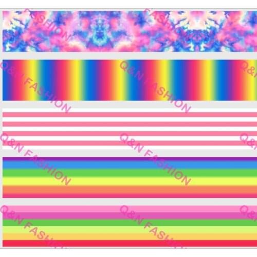 Q&N ribbon 50Yards 16mm-75mm Gradient pattern flower decorations Printed grosgrain Ribbons Gift wrapping DIY materials