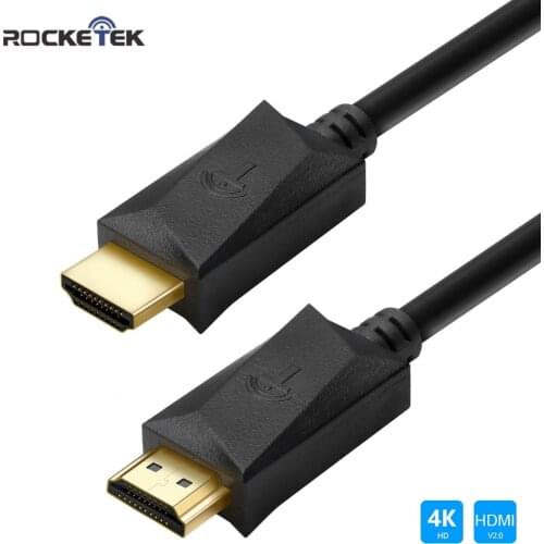 Rocketek HDMI-compatible Cable 4K*2K 2.0 Male to Male High Speed Adapter 3D for Apple TV PS3/4 Projector 0.5M-5M