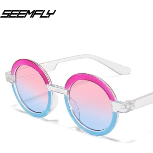 Seemfly Cartoon Lovely Kids Sunglasses Round Frame Girls Boys Children Jelly Color Sun Glasses Baby Cute Shades UV400 Eyewear