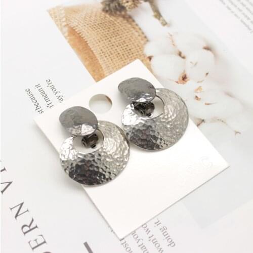 Hammered Clip Earrings Trend Metal Vintage