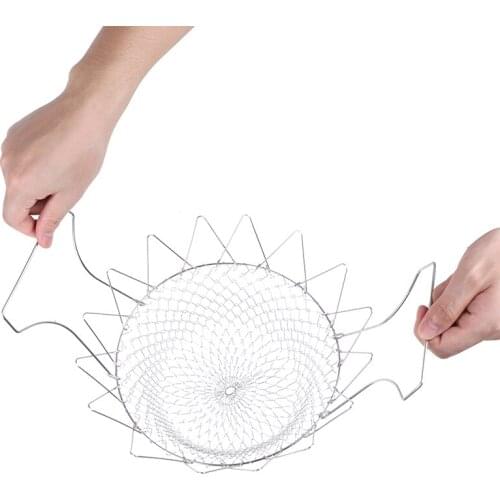 Foldable Steam Rinse Strain Fry Oil Basket Mesh Strainer Net Kitchen Cooking