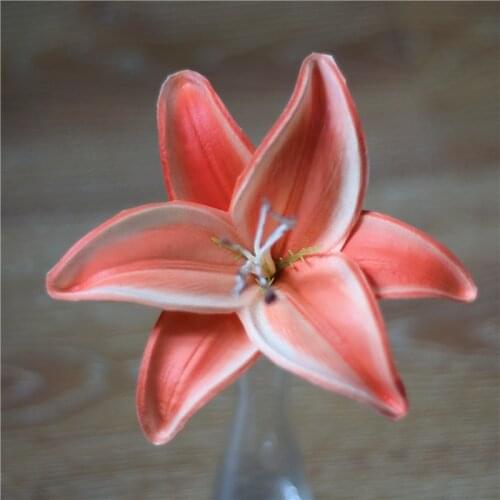Light Coral Artificial Tiger Lily Heads Wedding Natural Real Touch Flowers Flower heads for cake decoration and wedding bouquets
