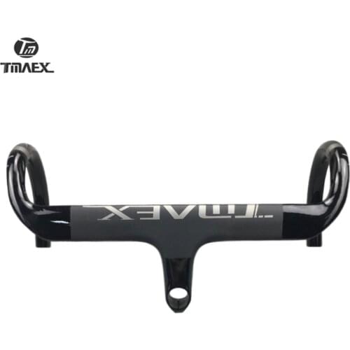TMAEX New Full Carbon Handlebar Road Bicycle Handlebar And Stem Carbon Fiber Integrated Handlebar Silver Matte Bicycle Parts